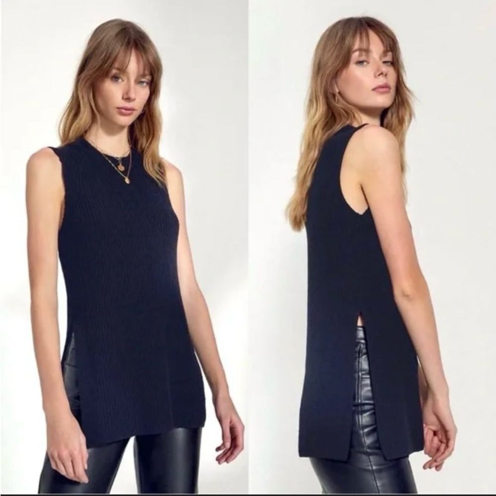 Aritzia Wilfred Palmier long black sleeveless knit top/tank black women’s size S